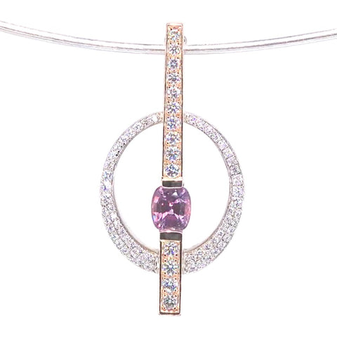 RR00209 - Pendants, 18kt 2-Tone, Pink Sapphire, Modern