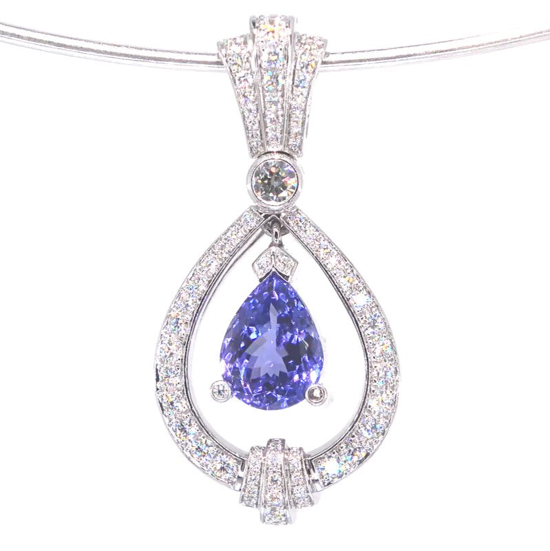 RR00207 - Pendants, 14kt White Gold, Tanzanite, Art Nouveau